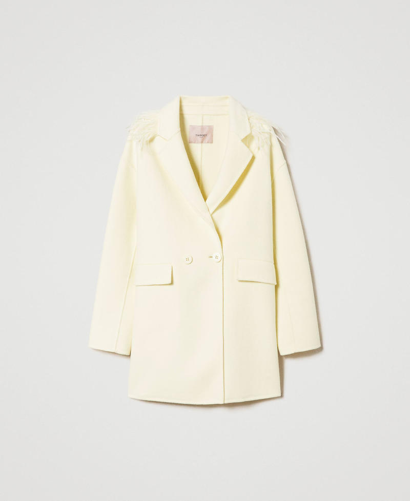 Cappotto corto in double di lana con piume Wax Yellow Donna 232TP2011-0S
