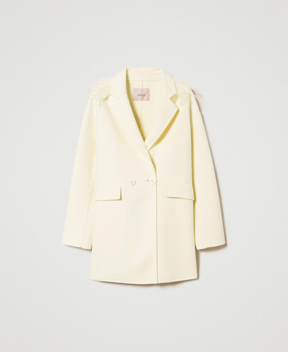 Cappotto corto in double di lana con piume Wax Yellow Donna 232TP2011-0S