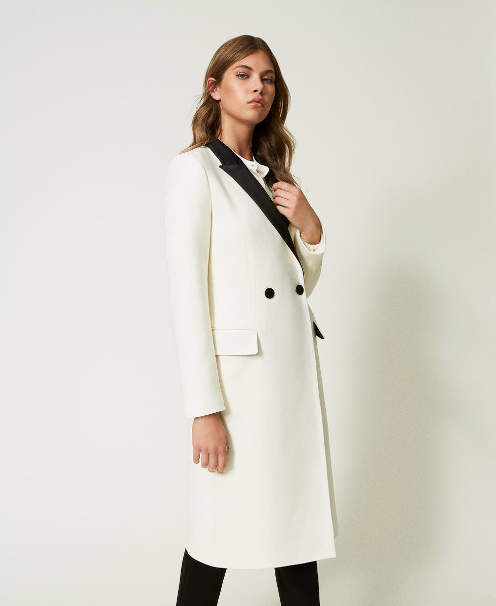 Double breasted sale wool blend coat