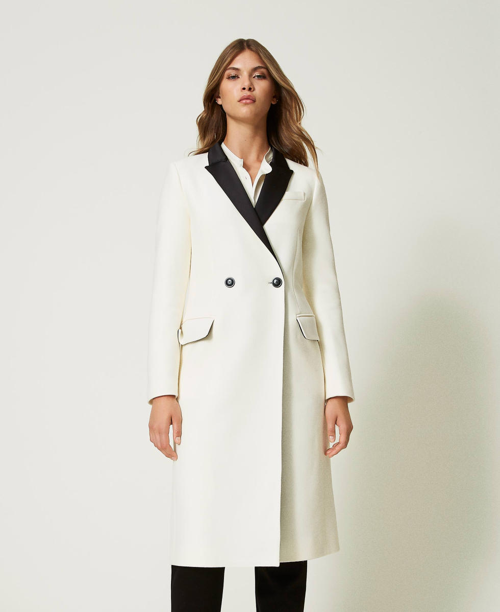 Manteau en drap de laine m lang e Femme Noir TWINSET Milano