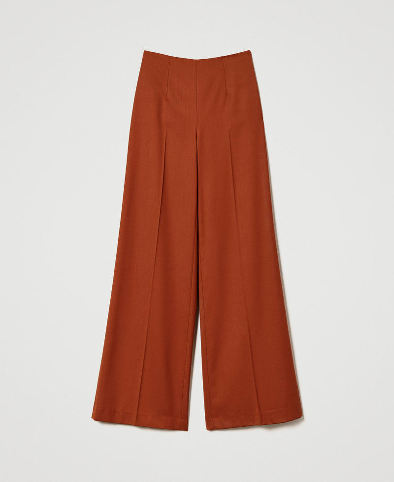 Pantalon palazzo en laine m&eacute;lang&eacute;e