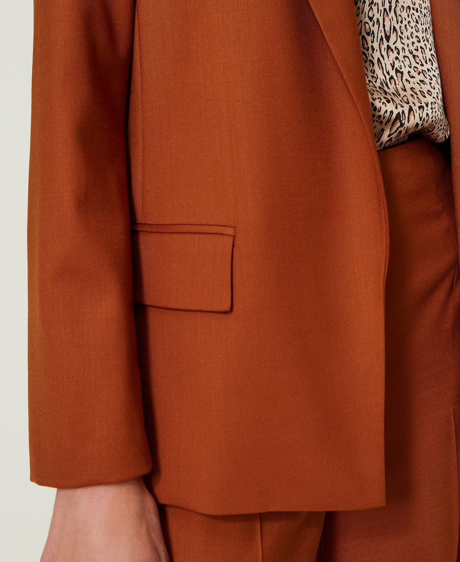 Wool blend blazer Leather Brown Woman 232TP203G-04