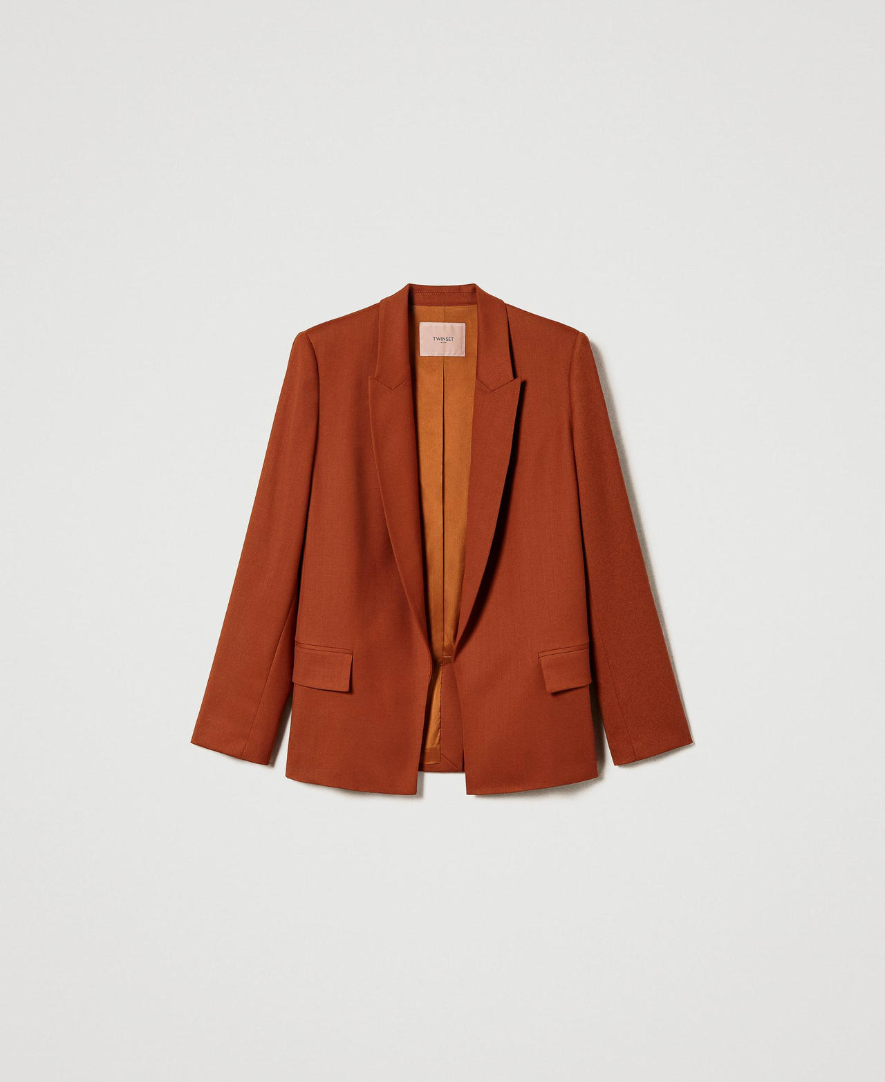 Wool blend blazer Leather Brown Woman 232TP203G-0S