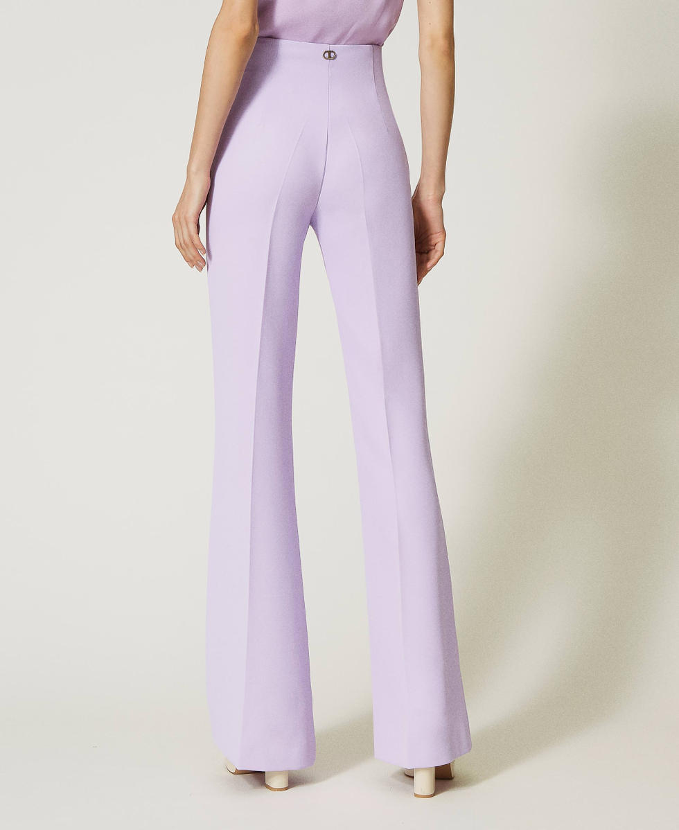 Pantaloni flare in cr&ecirc;pe cady