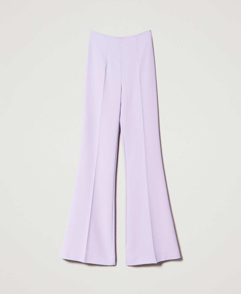 Pantaloni flare in cr&ecirc;pe cady