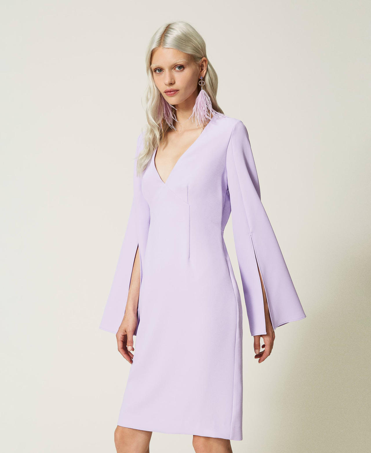 Короткое платье из крепа-кади Фиолетовый "Лаванда" женщина 232TP2055-02
