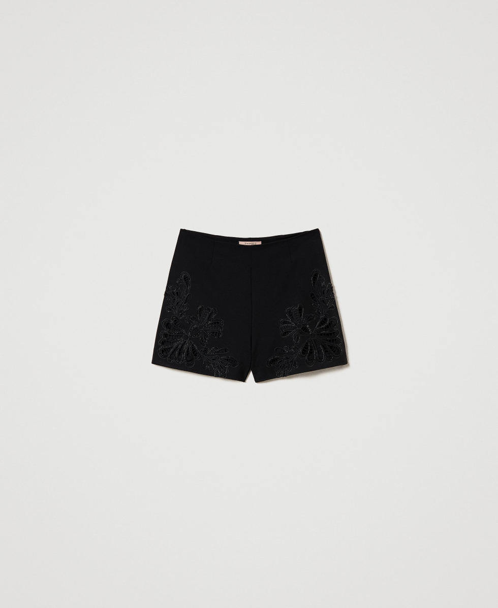 Black embroidered outlet shorts