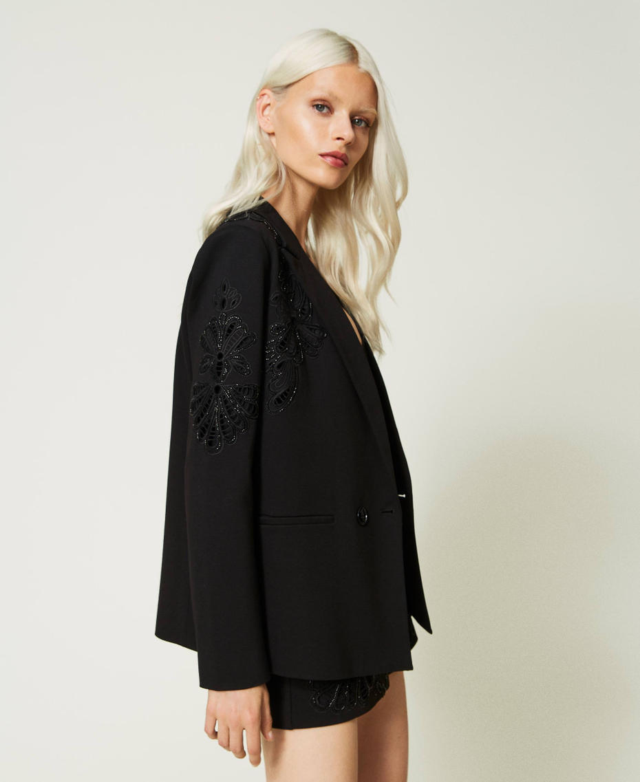 Blazer with handmade embroidery Black Woman 232TP2072-06