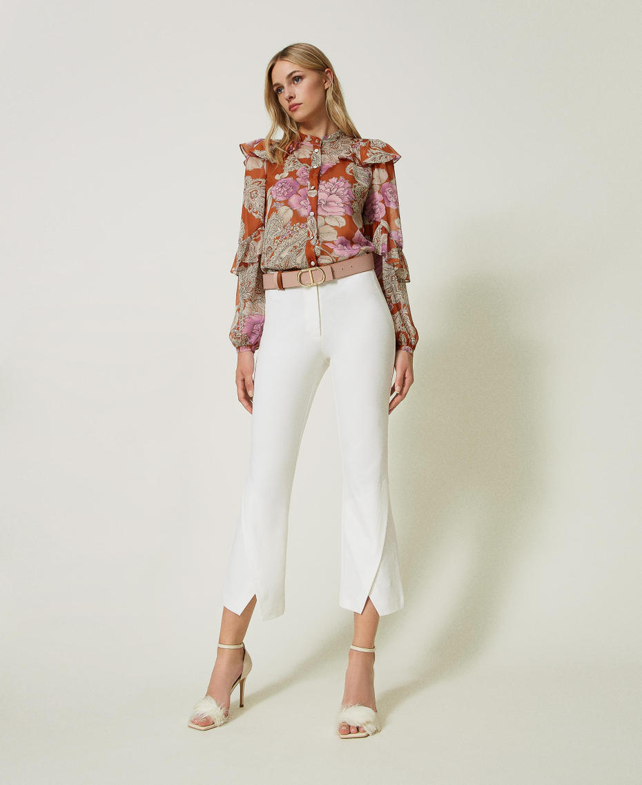 Cropped trousers with slit White Snow Woman 232TP2084-01