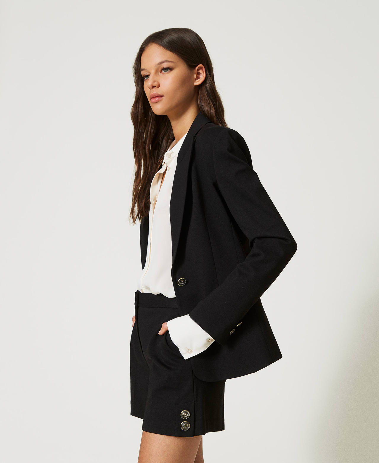Blazer with logo buttons Black Woman 232TP2089_00006_02