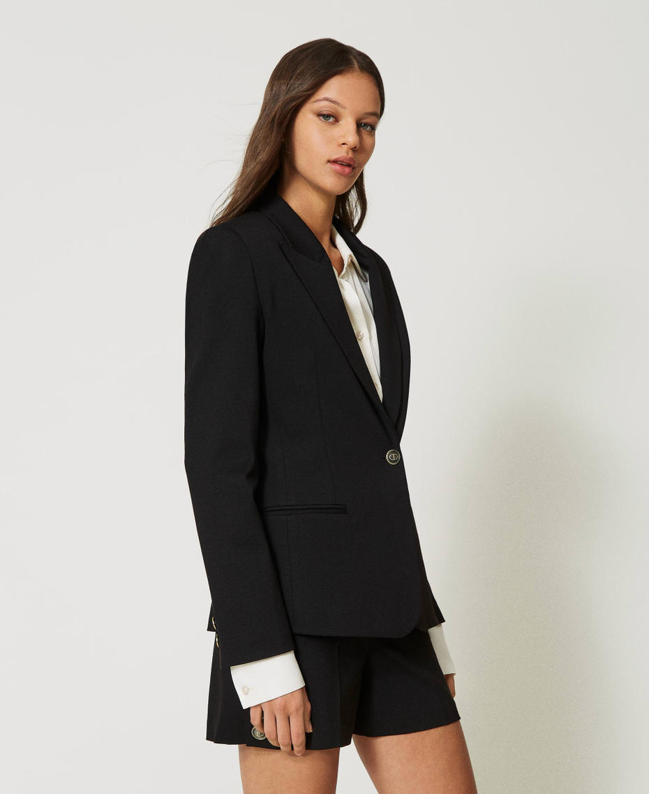 Blazer with logo buttons Black Woman 232TP2089_00006_03