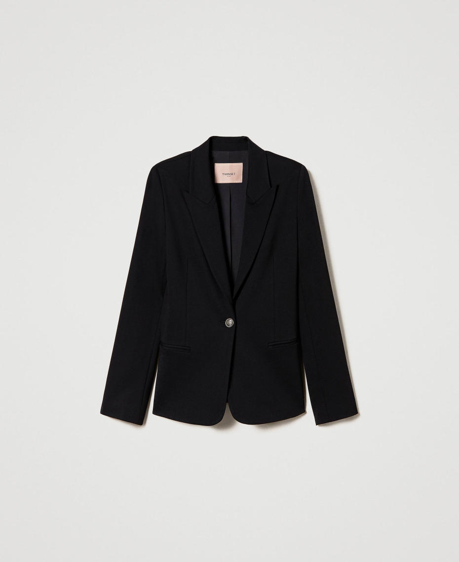 Blazer with logo buttons