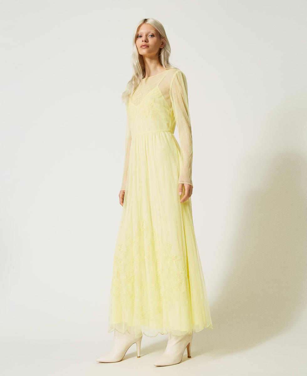 Maxikleid aus besticktem Plumetis-T&uuml;ll