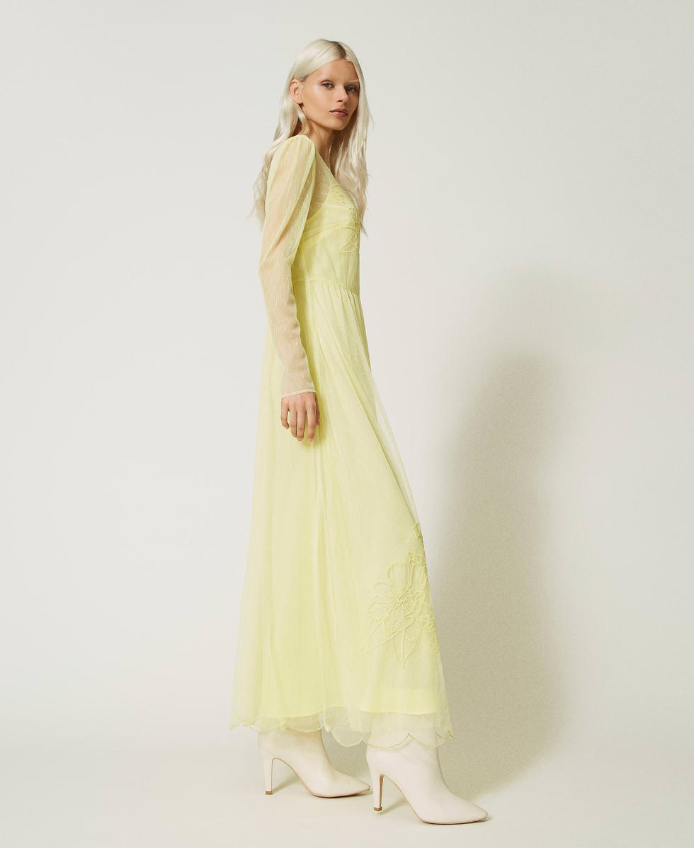 Maxikleid aus besticktem Plumetis-T&uuml;ll