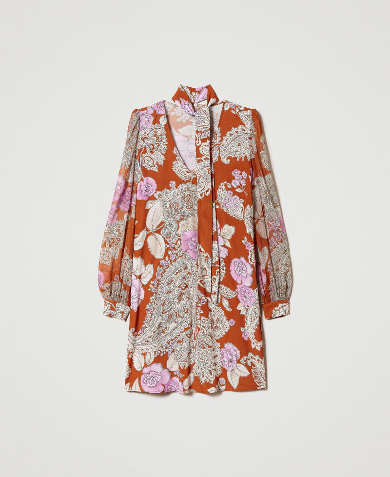 Robe courte en crêpe et crépon