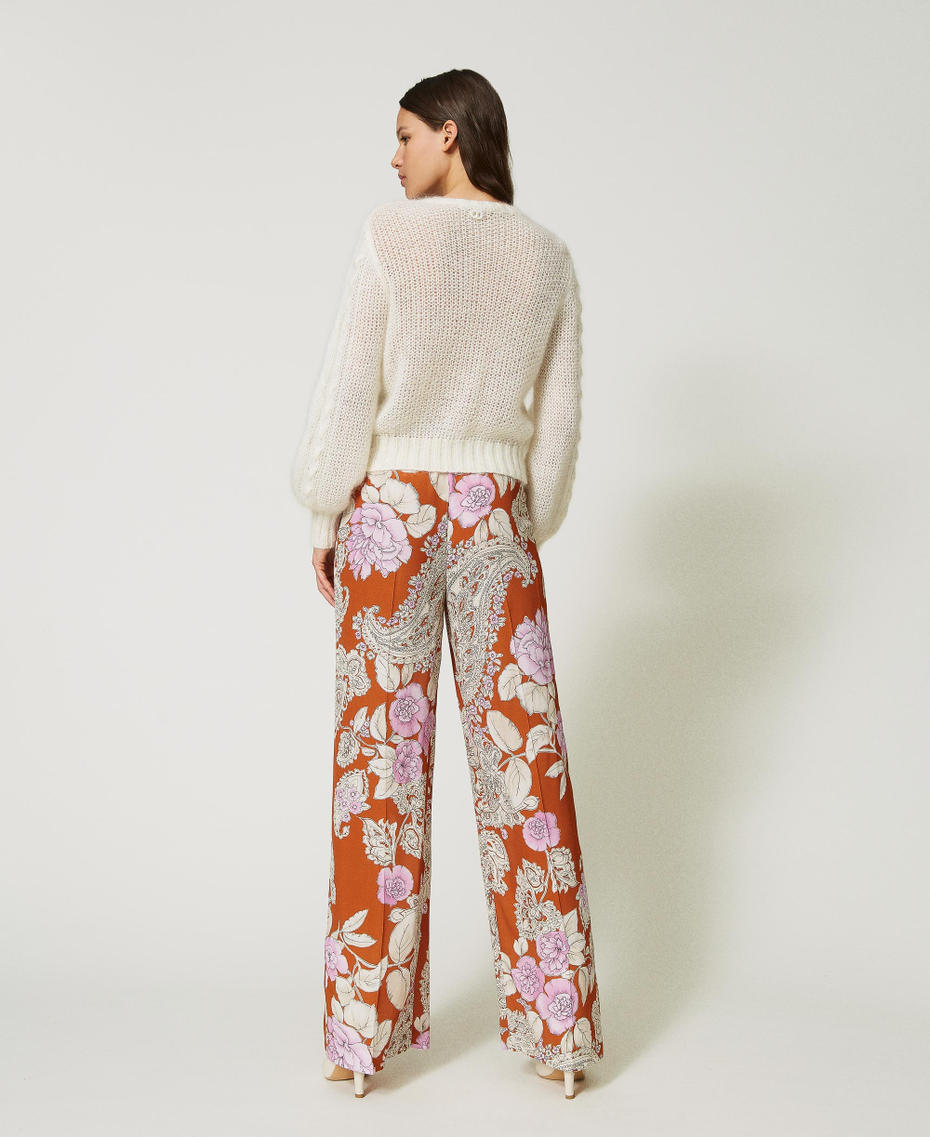 Printed palazzo trousers Leather Paisley and Rose Print Woman 232TP211C-07