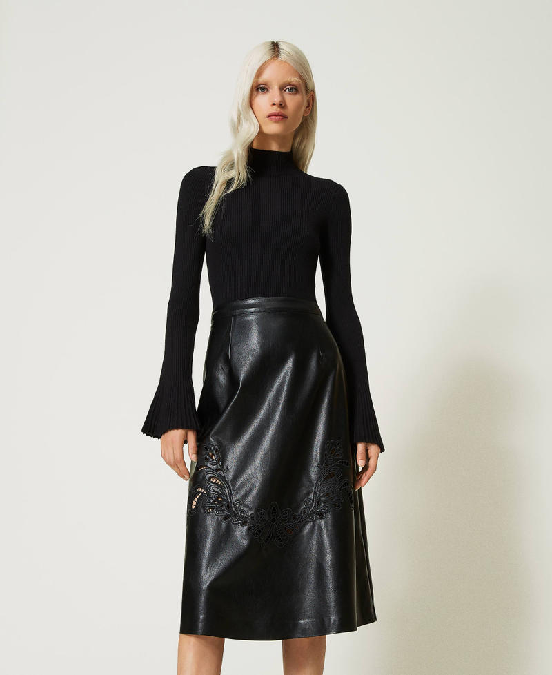 Midi skirt with handmade embroideries