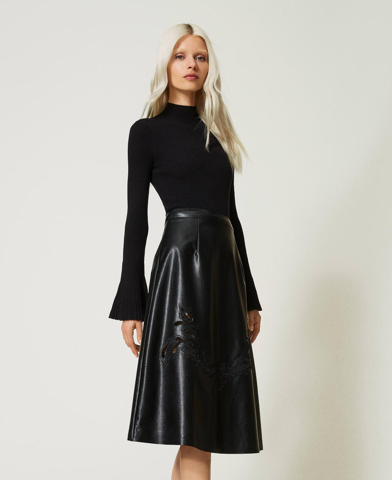 Midi skirt with handmade embroideries