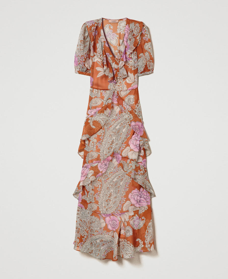 Maxikleid aus Krepon mit Volants