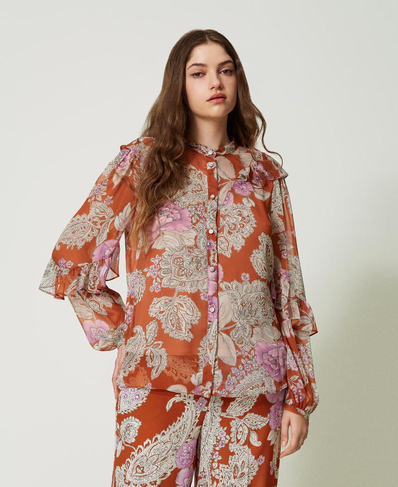 Creponne shirt with ruffles Woman, Patterned | TWINSET Milano