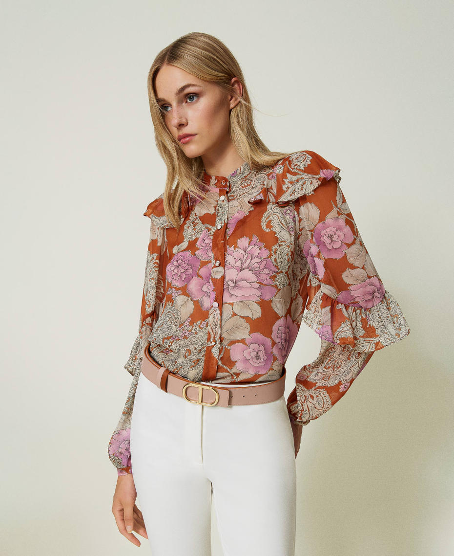 Camicia in creponne con volant