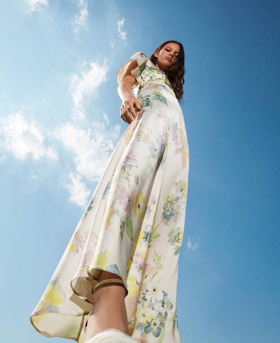Ivory floral maxi dress clearance