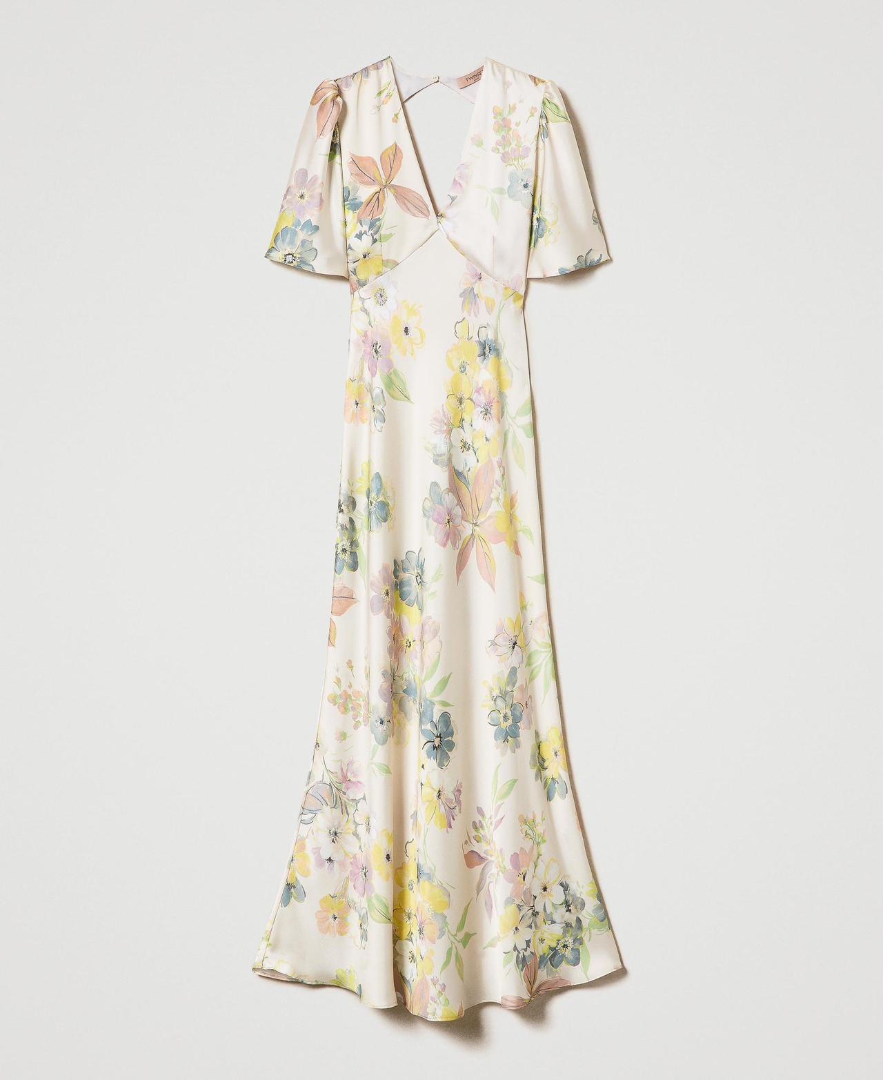 Abito lungo in twill a fiori con oblò Stampa Fiore Avorio / Pastelli Donna 232TP214A_10872_0S