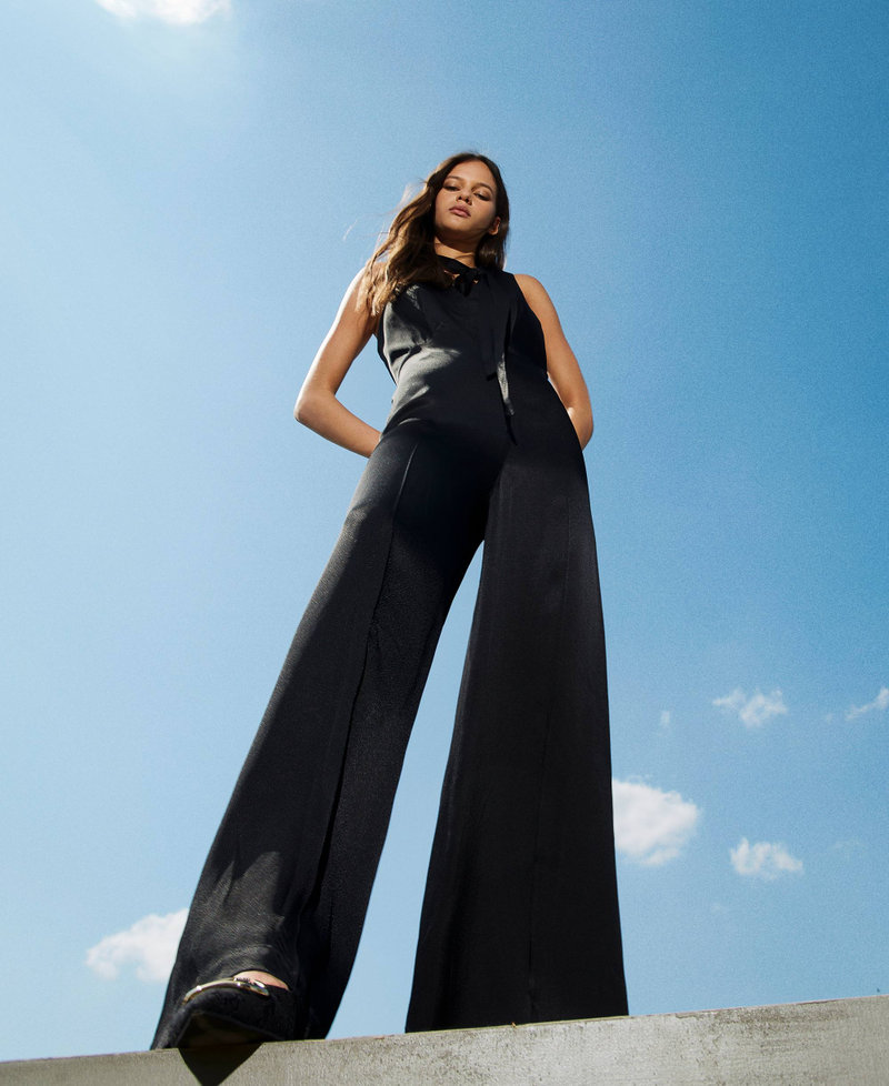 Sleeveless satin jumpsuit