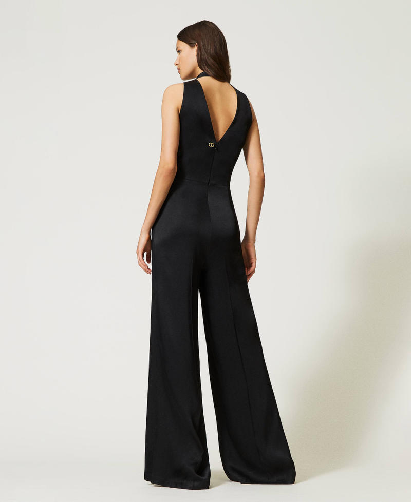 Sleeveless satin jumpsuit