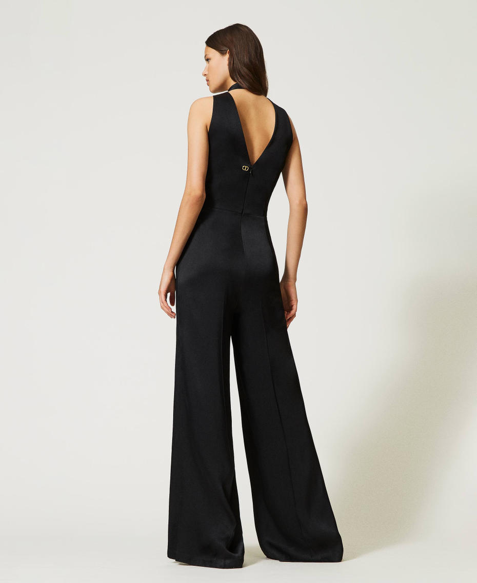 Sleeveless satin jumpsuit