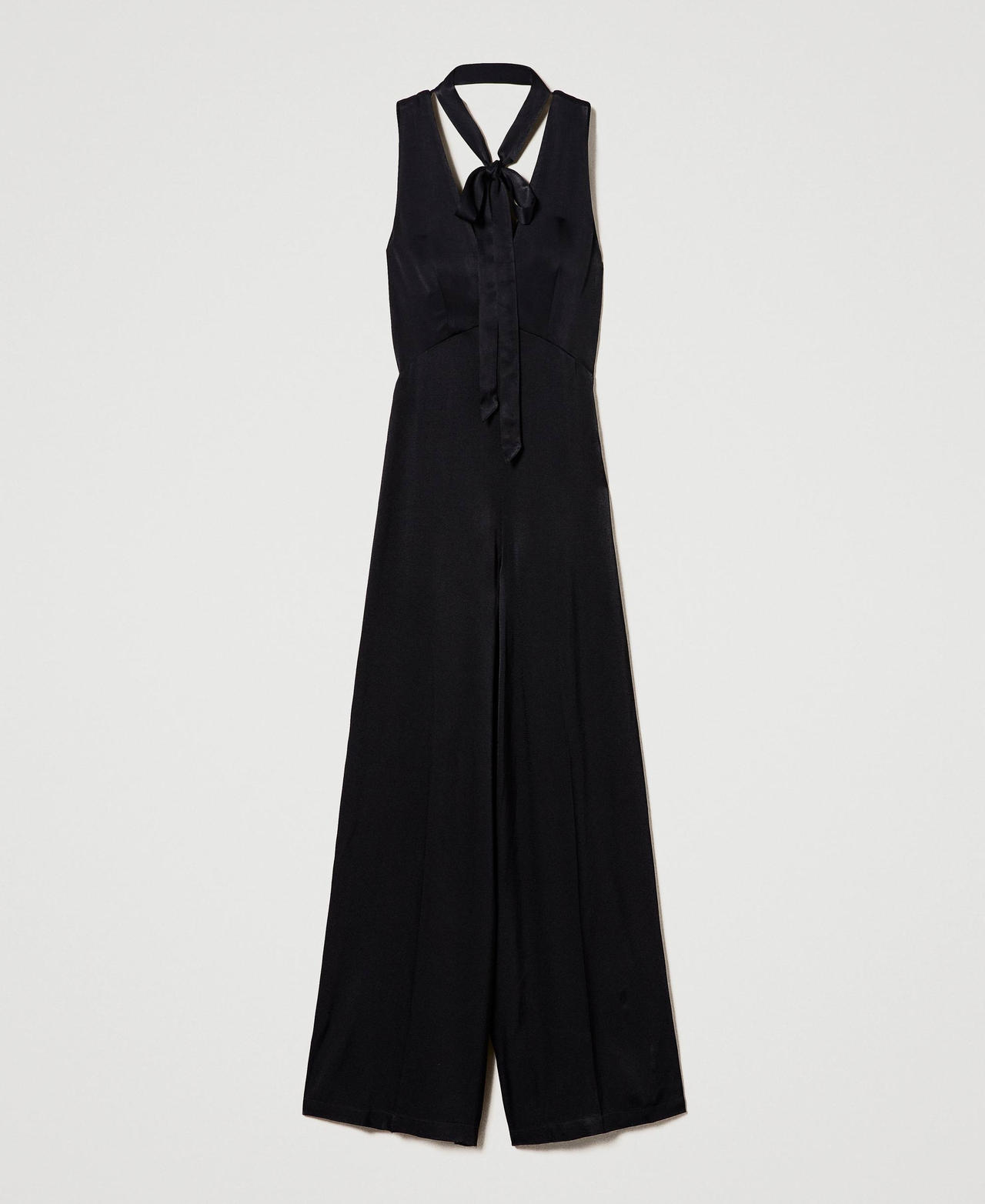 Атласное платье-комбинезон без рукавов Черный женщина 232TP2150-0S