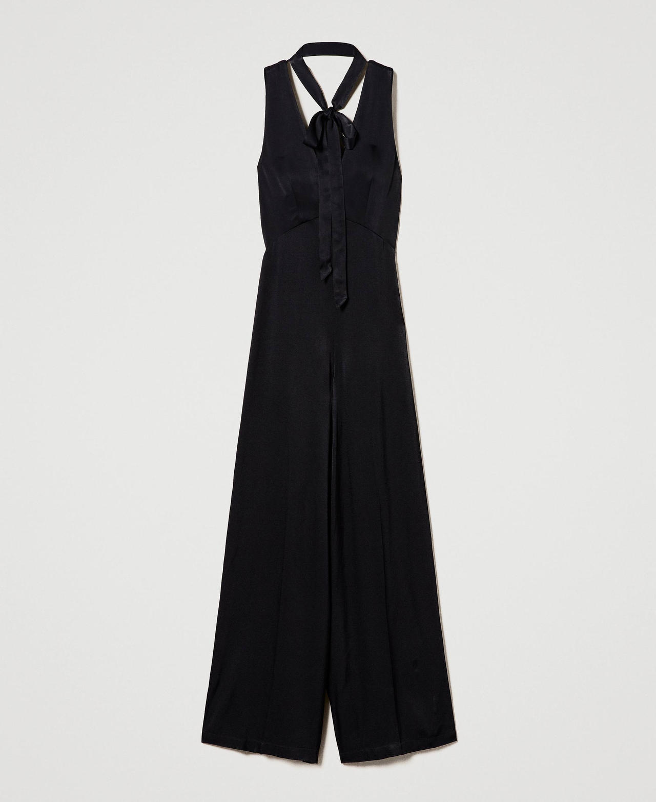 Sleeveless satin jumpsuit