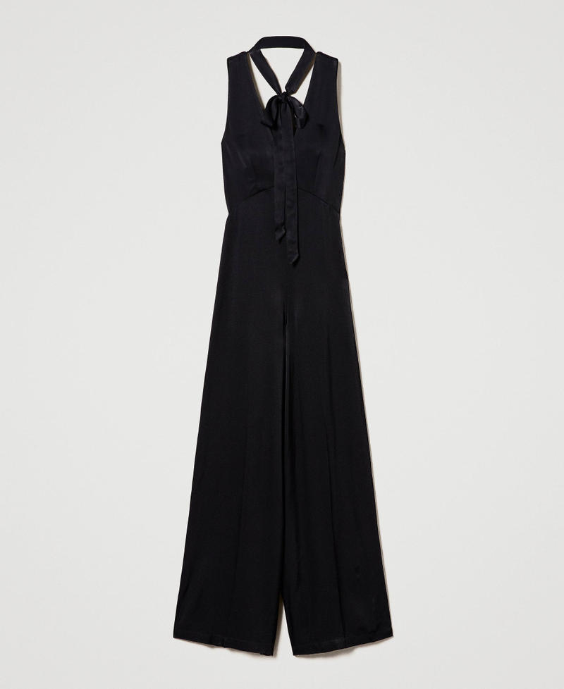 Атласное платье-комбинезон без рукавов Черный женщина 232TP2150-0S