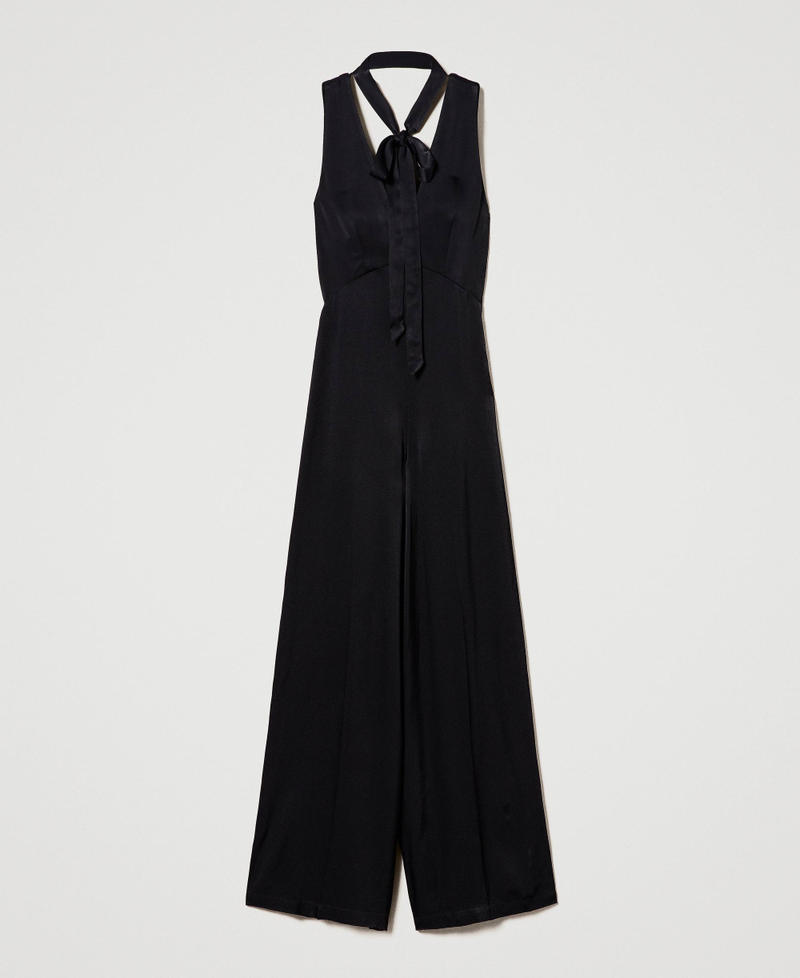 Sleeveless satin jumpsuit