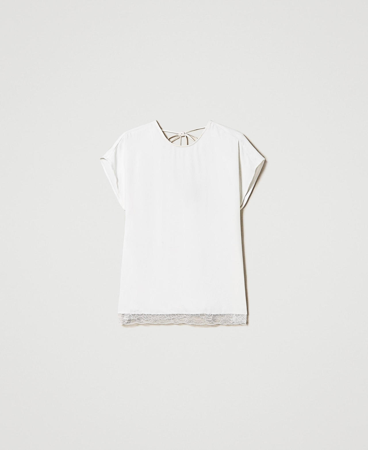Атласная блузка с кружевом Белый Снег женщина 232TP2154-0S
