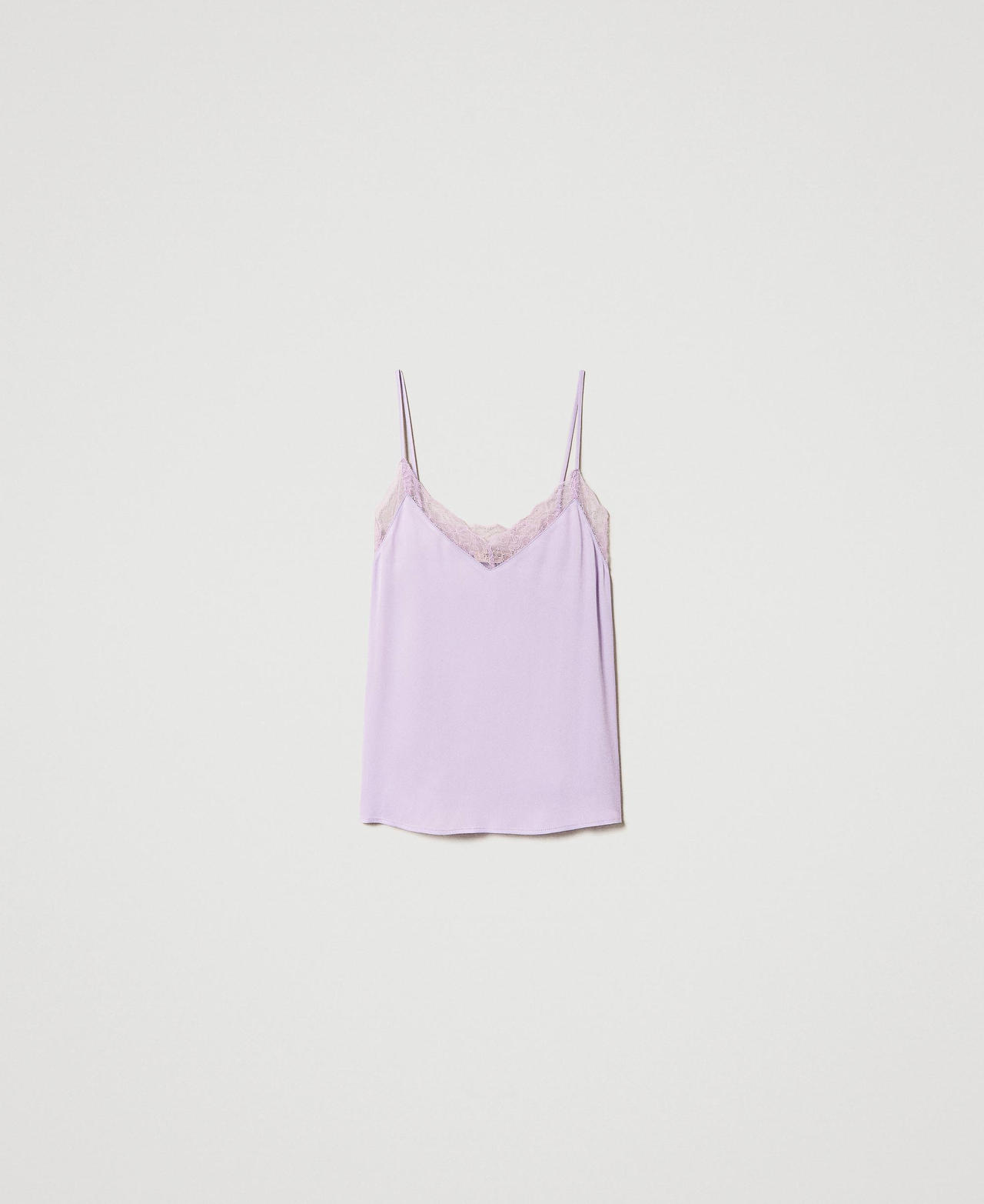 Top in raso con pizzo