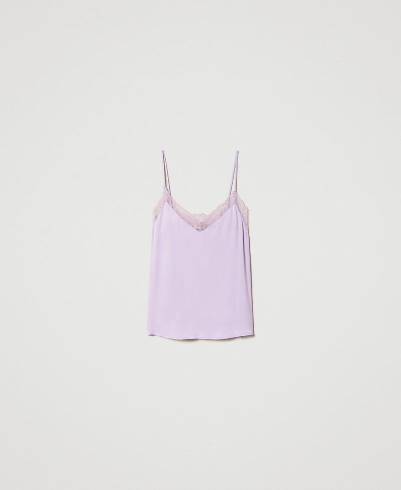 Top in raso con pizzo