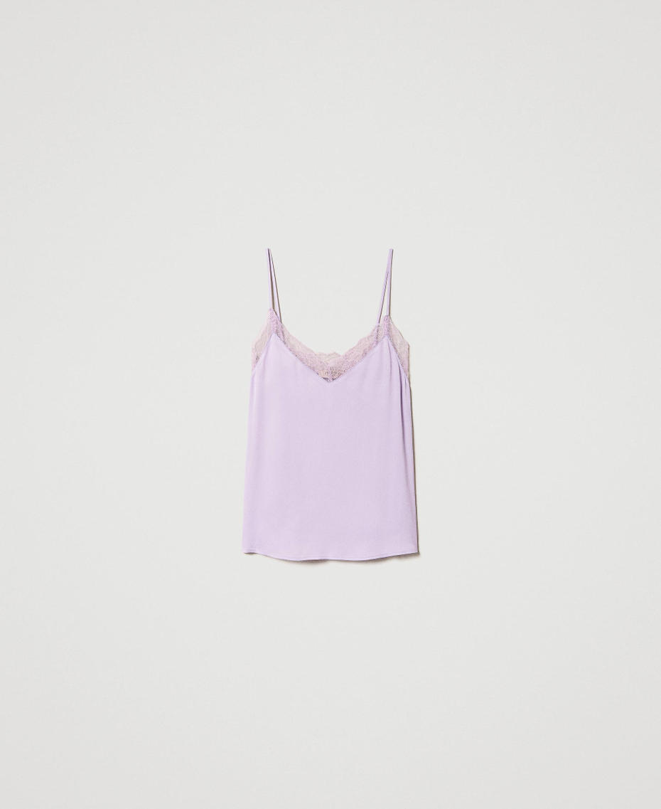 Top in raso con pizzo