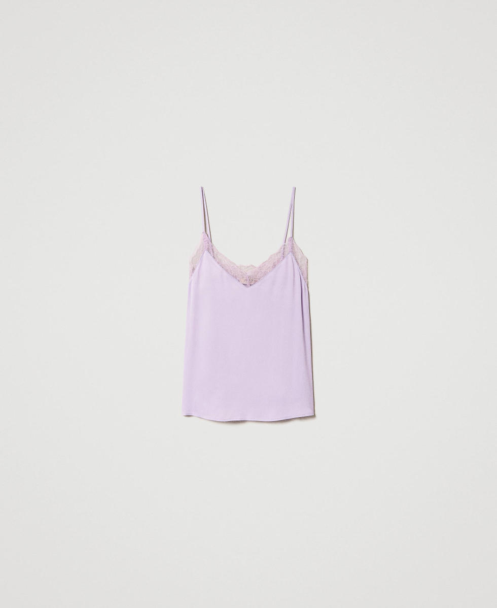 Top en satin avec dentelle