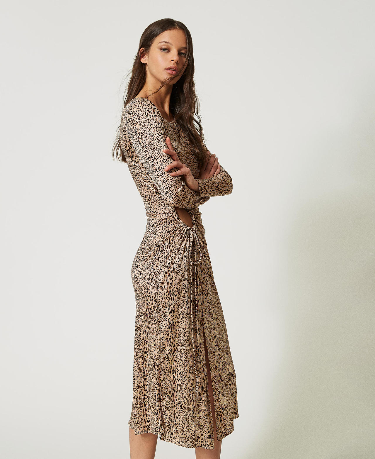 Midi dress with animal print