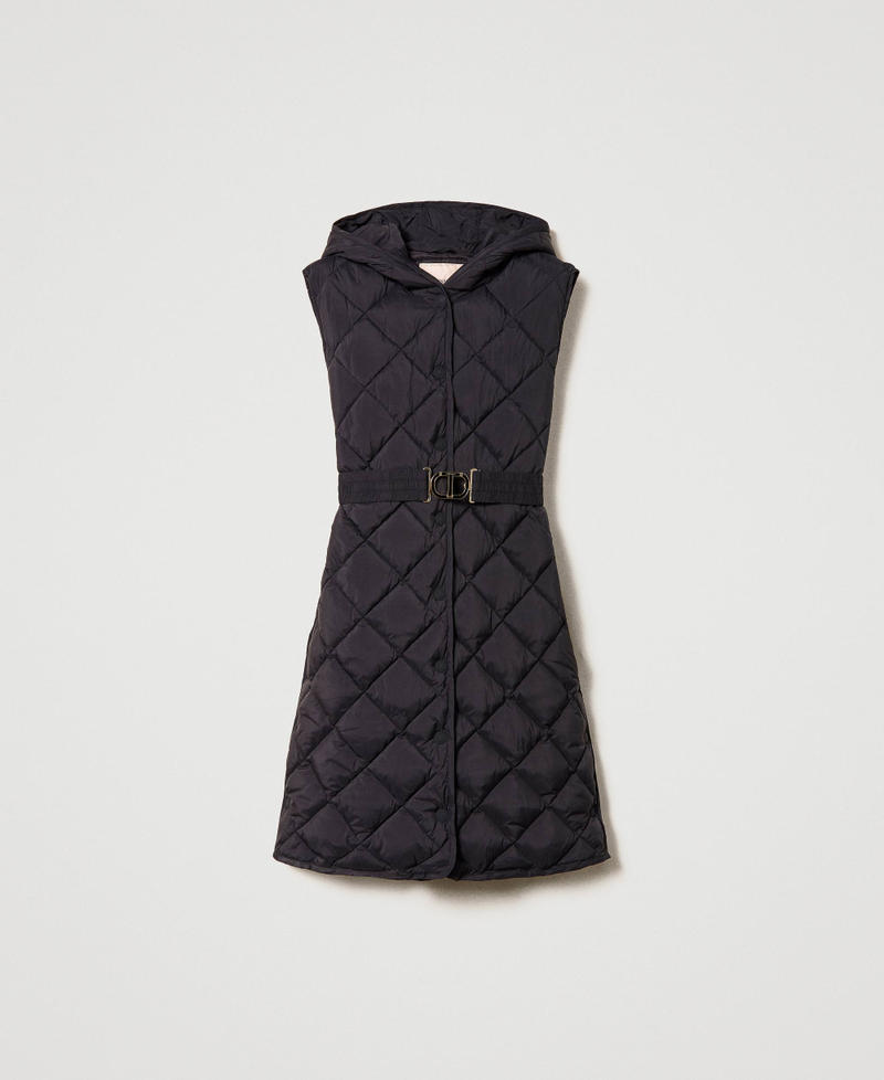 Padded gilet with Oval T buckle Black Woman 232TP2241-0S