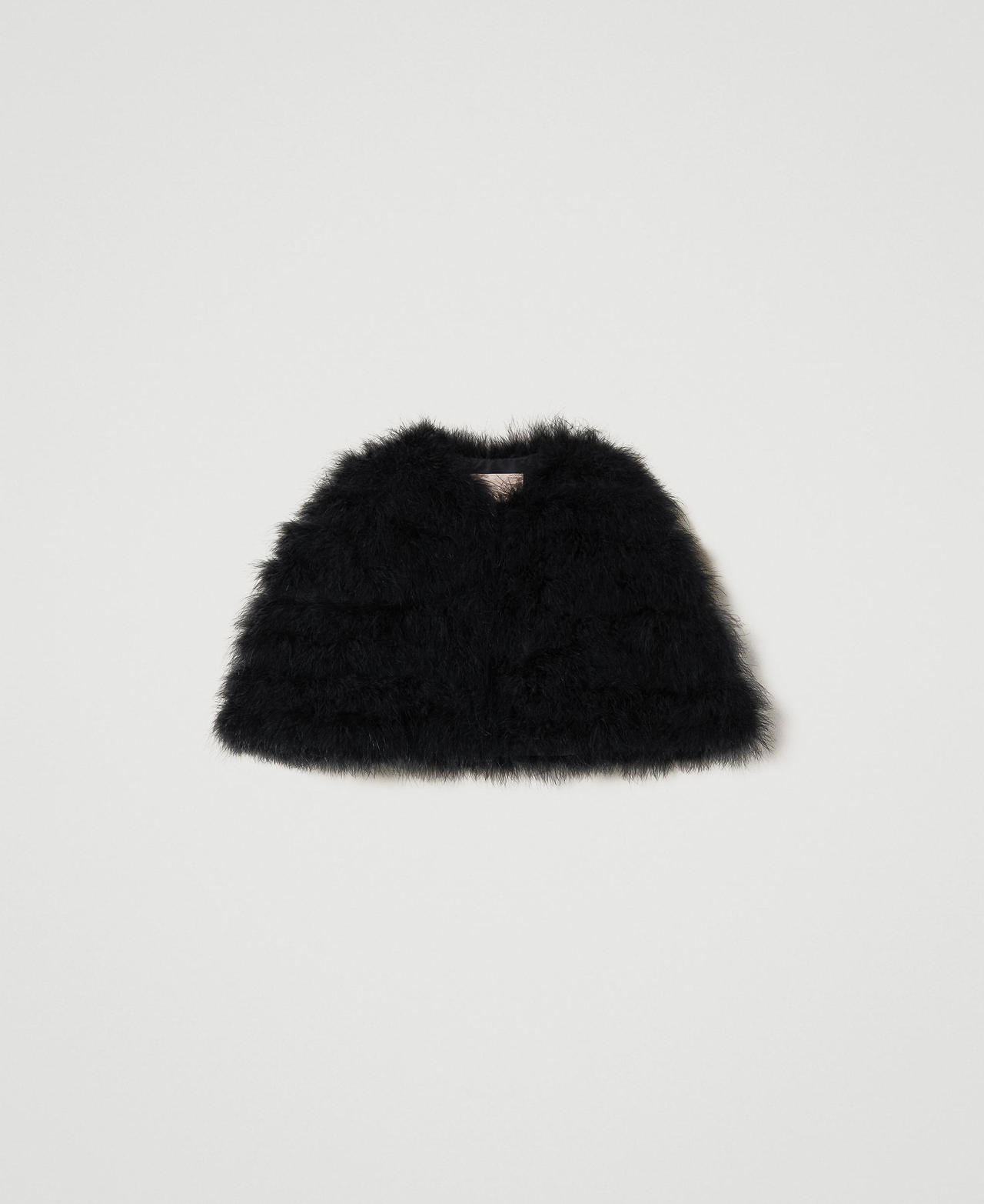 Cape jacket with feathers