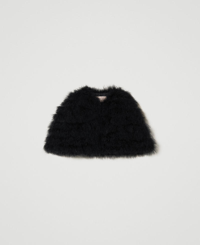 Cape jacket with feathers