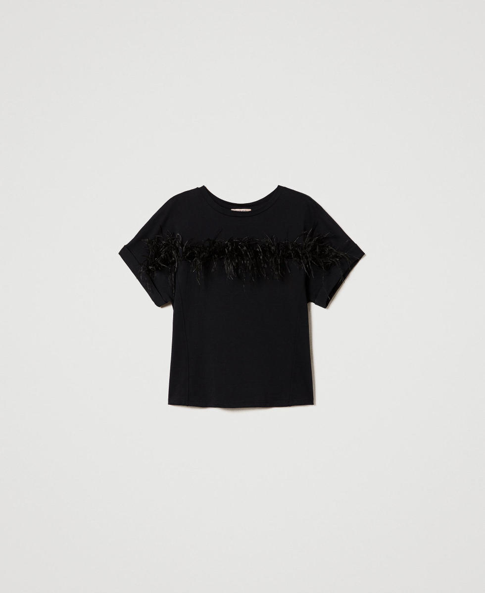 T shirt con piume hot sale