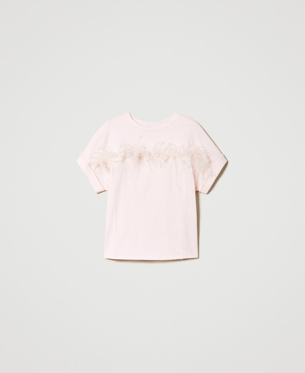 T-shirt con piume