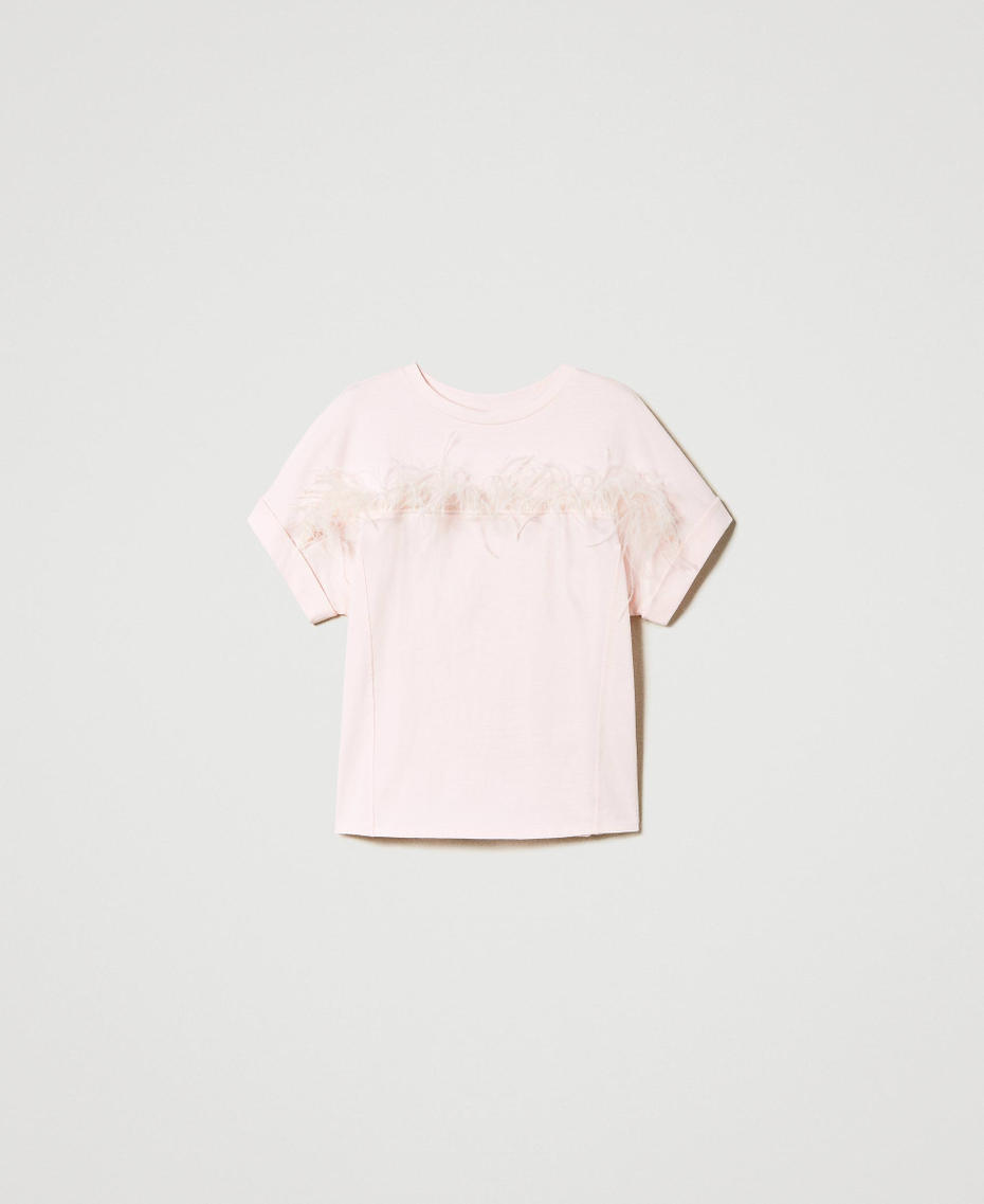 T-shirt with feathers "Blushing Bride” Pink Woman 232TP235A-0S