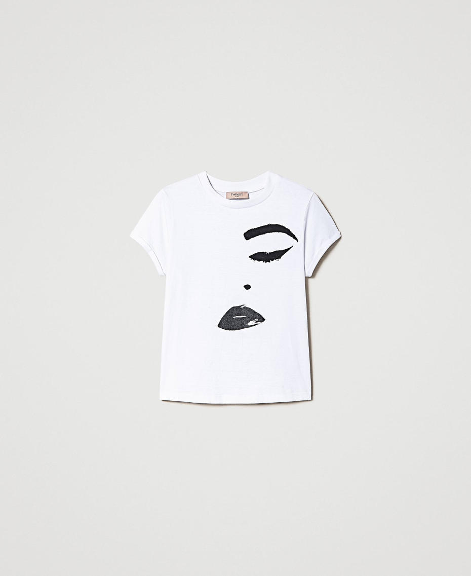 Regular t-shirt with print White Woman 232TP2380_00001_S0