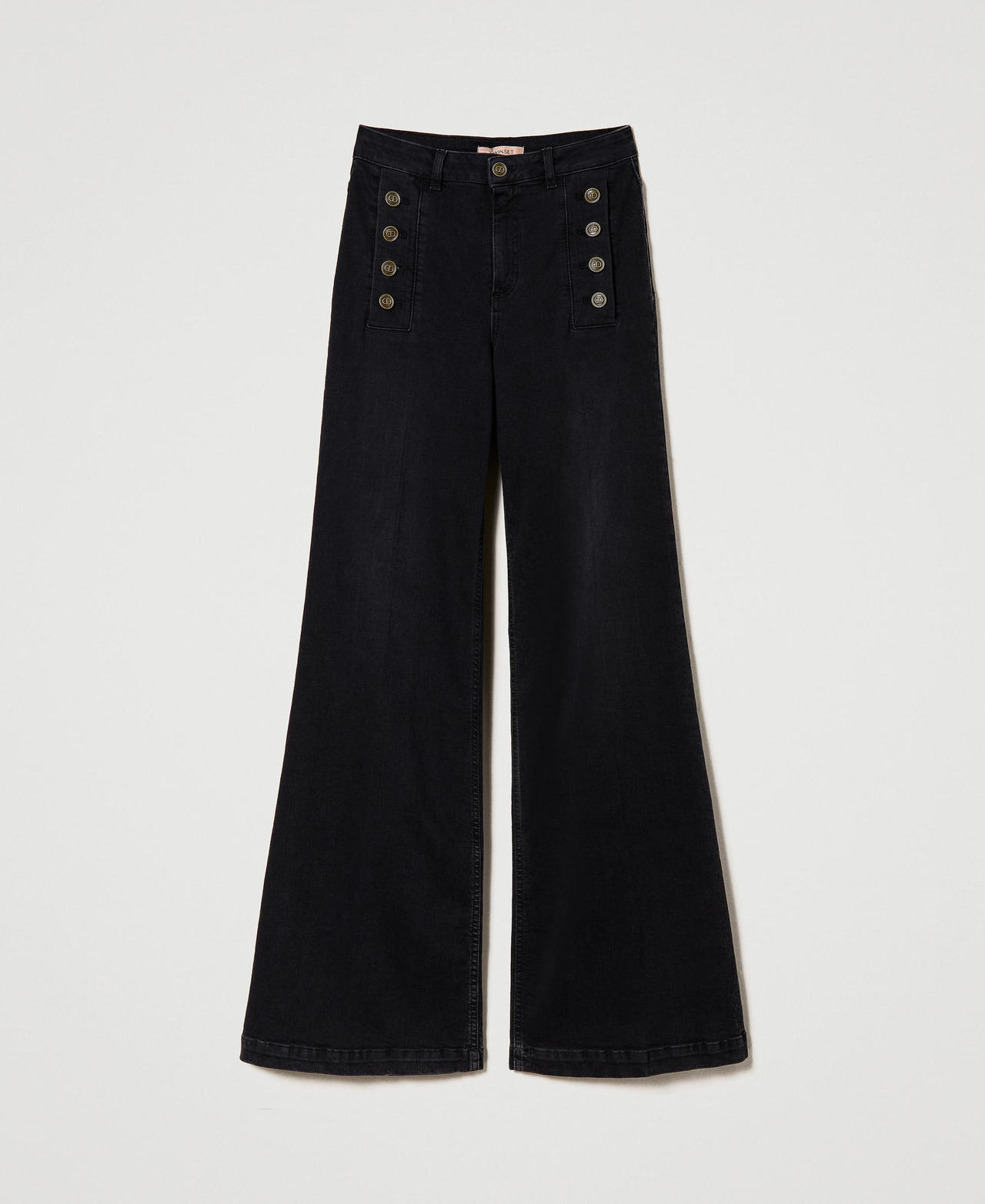 Jeans wide leg con bottoni logati Donna Blu TWINSET Milano
