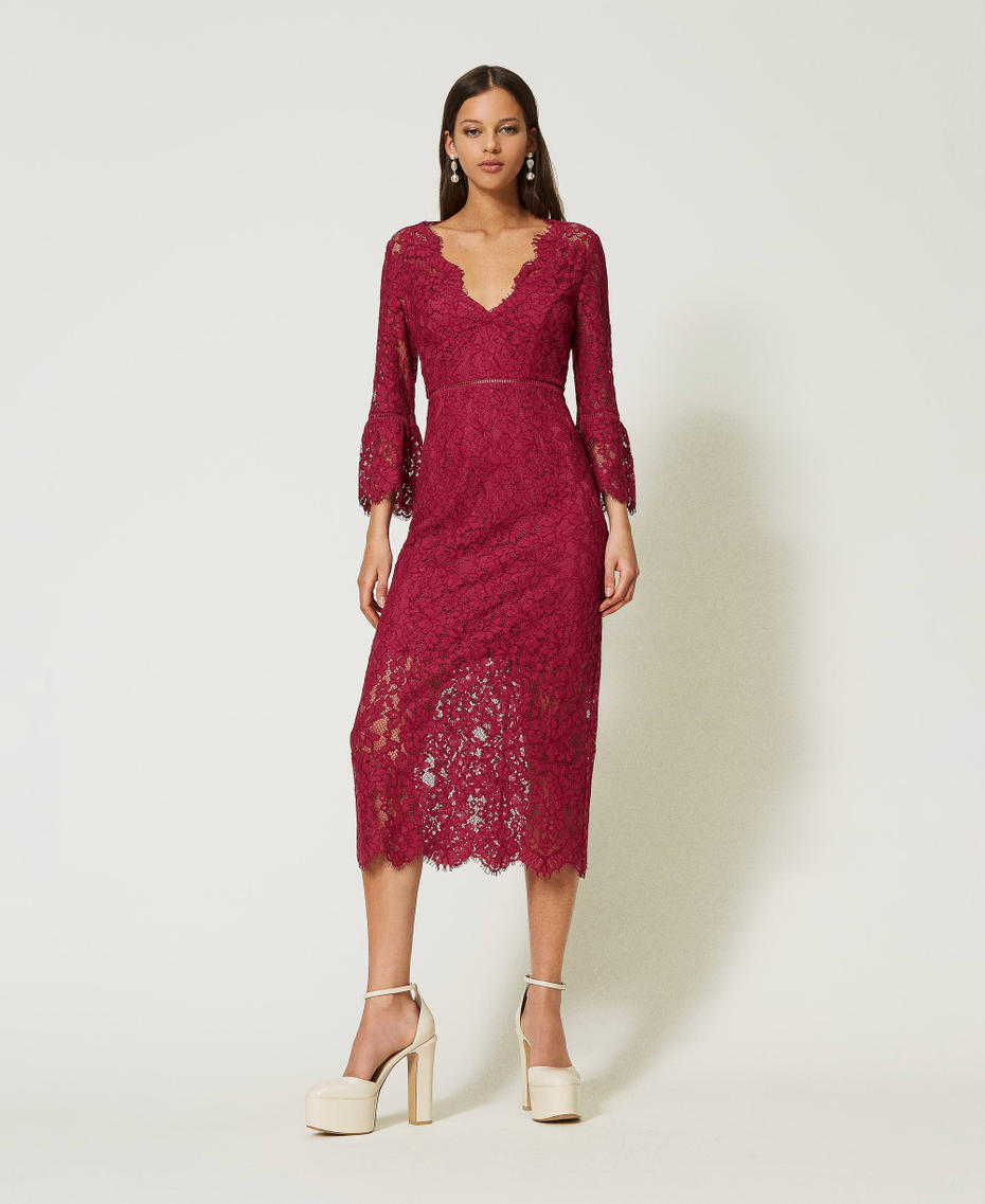 DKNY Abito Longuette Donna Con Maniche A Nodo - Aderente E Svasato - Midi Con Cintura