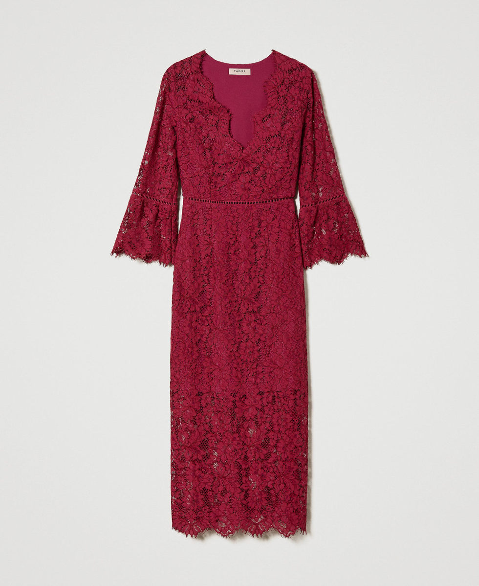 Abito longuette in pizzo macram&egrave; Viola "Raspberry Radiance" Donna 232TP2480_07212_S0